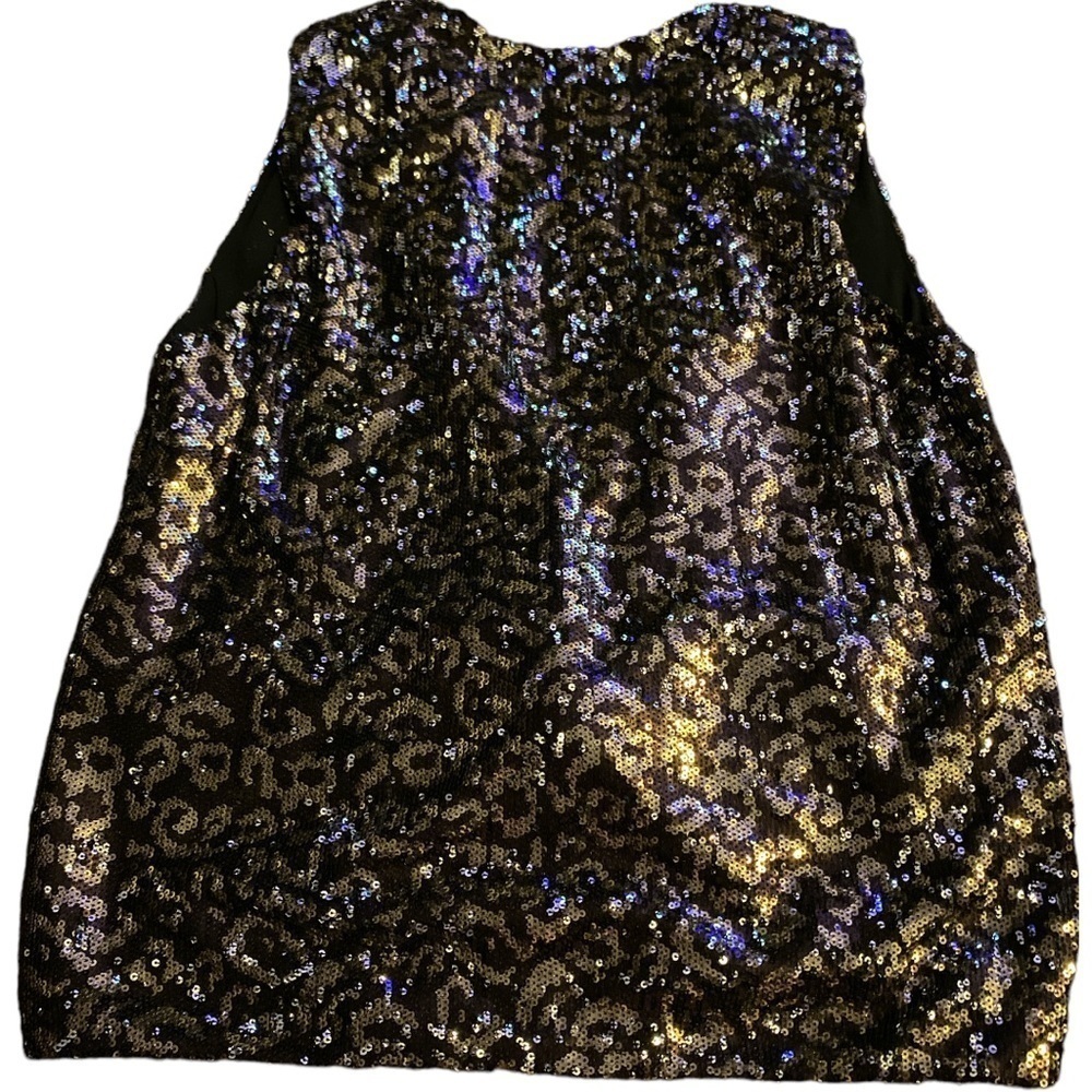 𝅺OLIVACEOUS cheetah sequins top Size L - Picture 2 of 3